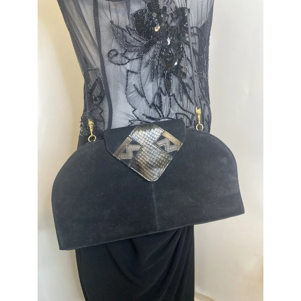 Jasmin Genuine Suede Leather Snakeskin Vintage‎ Crossbody Clutch Bag Hong Kong
